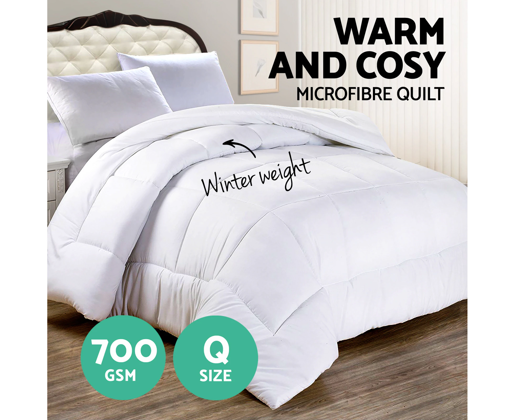 Queen Size Bedding 100% Microfibre Cover Quilt Doona Duvet 700GSM Winter White