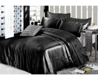 Luxury Soft Silky Satin Double Bed Sheet Set- Black