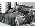 Luxury Soft Silky Satin Queen Bed Sheet Set- Grey