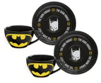 Set of 2 Batman Teacup & Saucer Set - Black/White/Yellow