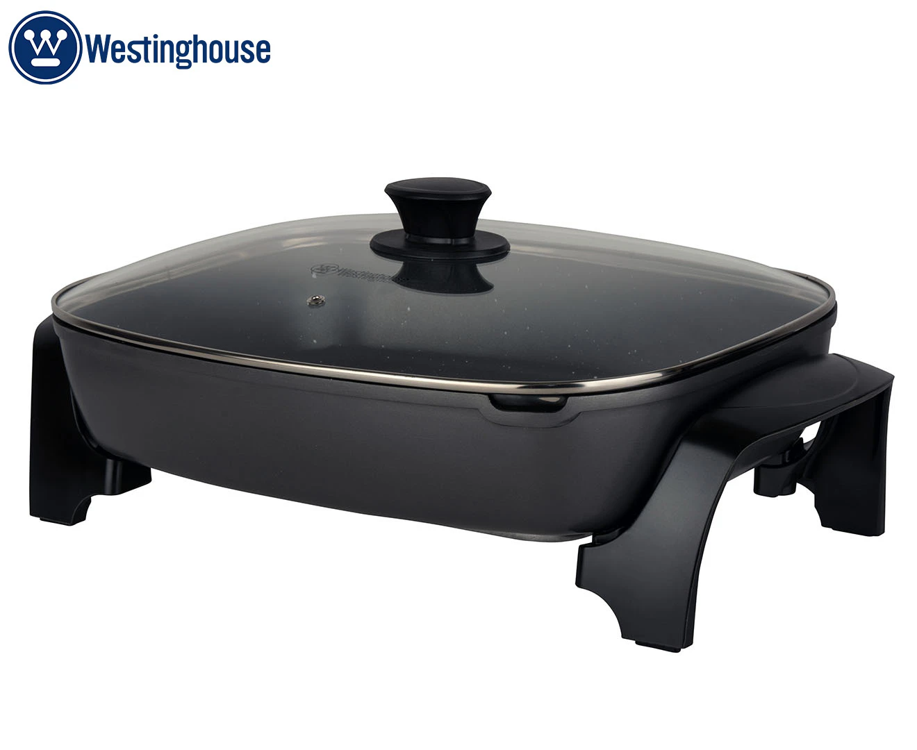 Westinghouse 2400W Non-Stick Electric Skillet Fry Pan w/ Glass Lid Cookware Grey