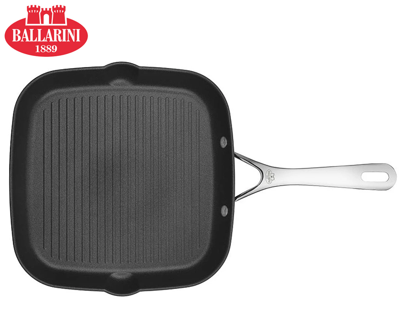 Ballarini Alba 28cm Titanium Non-Stick Grill Pan Square Induction Cookware Black