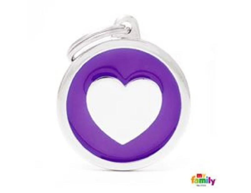 My Family ID Tags Classic Heart Large Purple