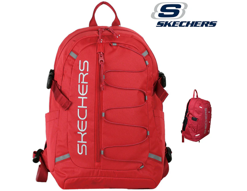 Skechers Santa Monica 1 Section Backpack w Laptop Pocket Travel Bag - Red