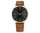 Tommy Hilfiger Men's 40mm Cooper Leather Watch - Brown/Black/Rose Gold
