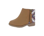 Sarah-Jayne Girls Pamela Padded Insole Woven Panel Ankle Boots
