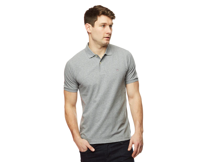 Gant Men's Solid Pique Short Sleeve Polo - Grey Melange 