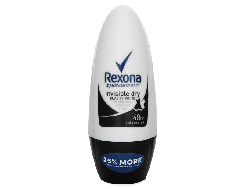 Rexona Women 48 Hour Roll-On  Invisible Dry Black + White Deodorant 50mL