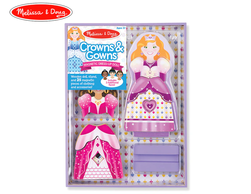 Melissa & Doug Crowns & Gowns Magnetic Dress-Up Doll Set