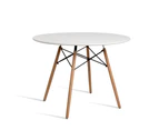 4 Seater Round Beech Timber Dining Table - White