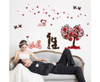Romantic Red Hearts Tree Wall Stickers (Size: 153cm x 88cm)