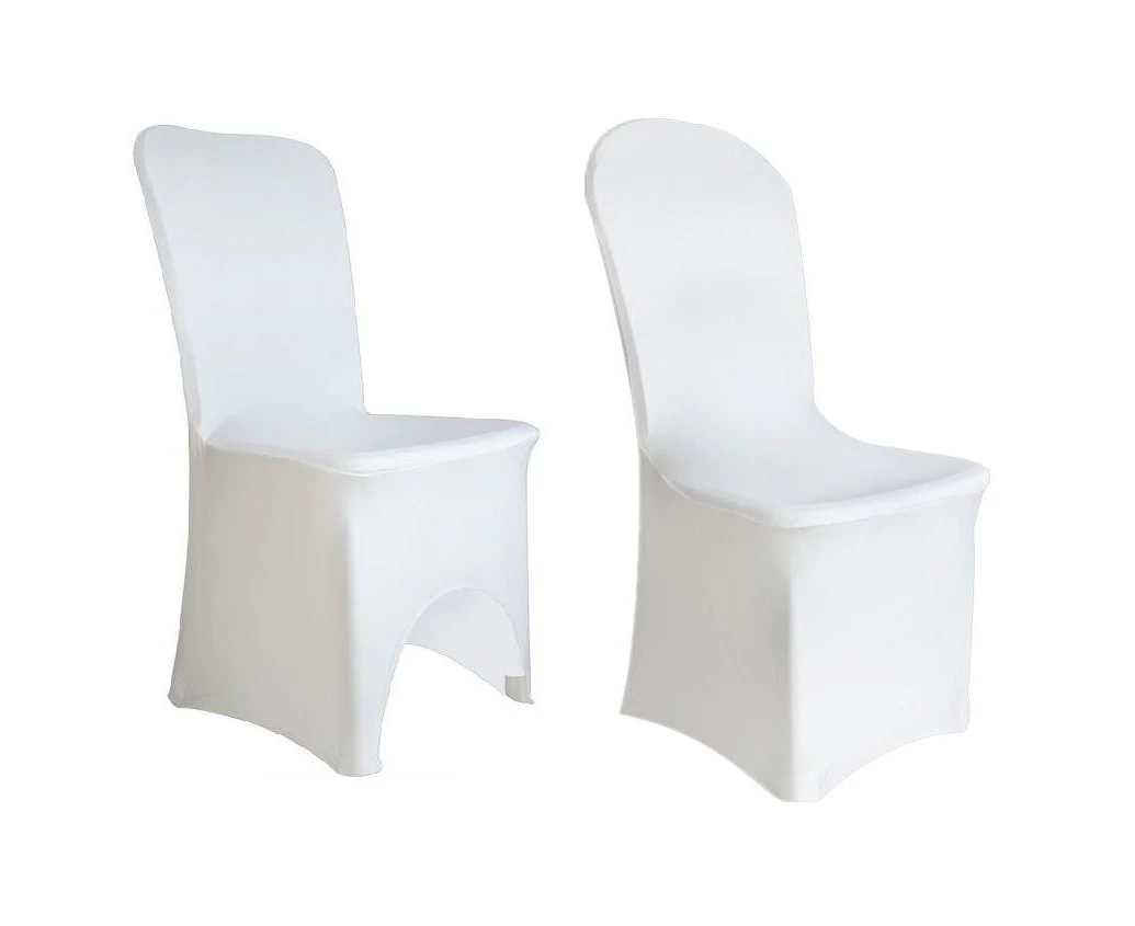 50pcs SPANDEX LYCRA CHAIR COVER WHITE BLACK IVORY COVERS BANQUET WEDDING PARTY-White