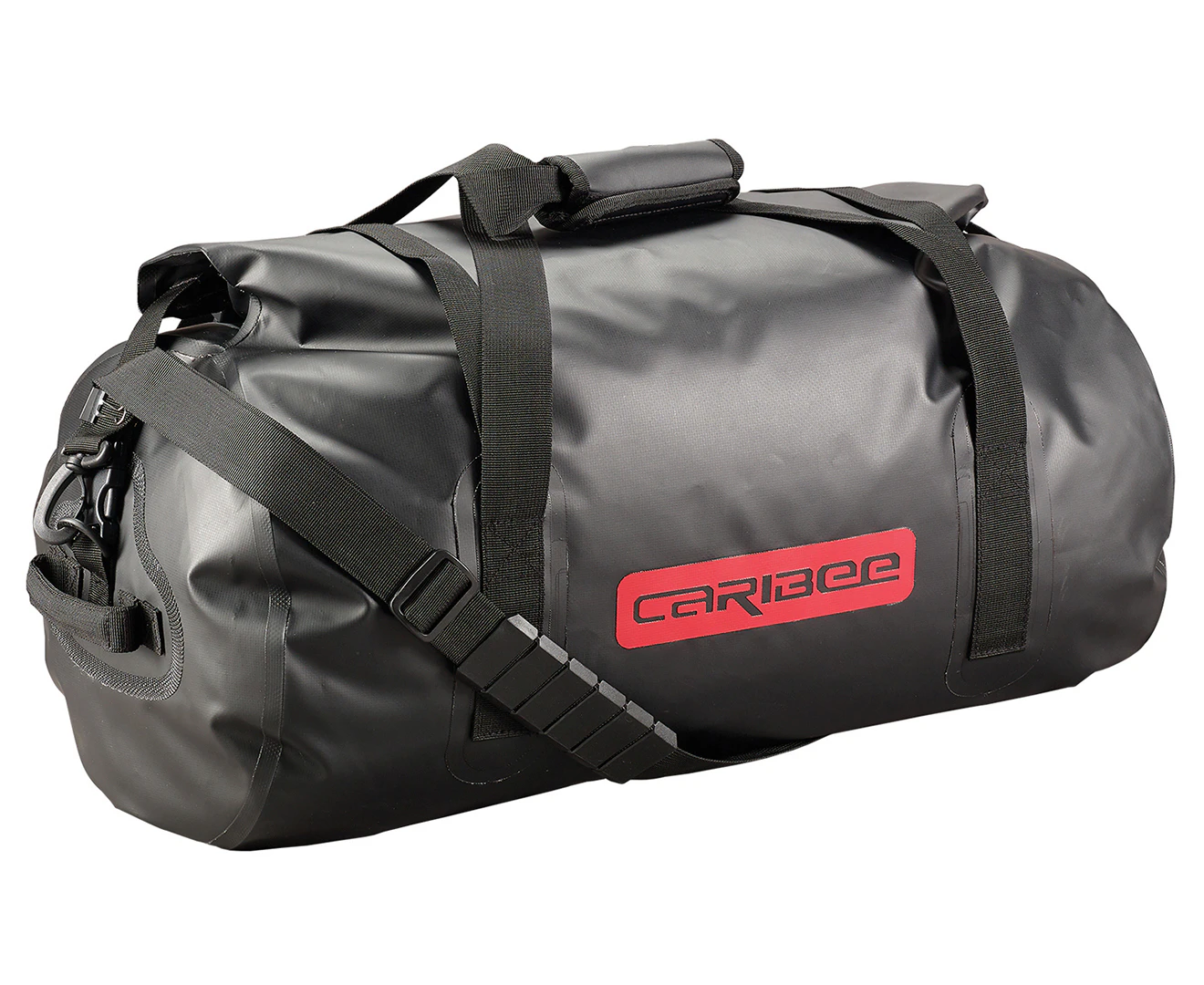 Caribee 58cm Expedition Waterproof Kit Overnight Tube Duffle Carry Bag Black 50L