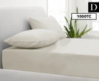 1000TC Cotton Blend Double Bed Sheet Combo Set - Pebble