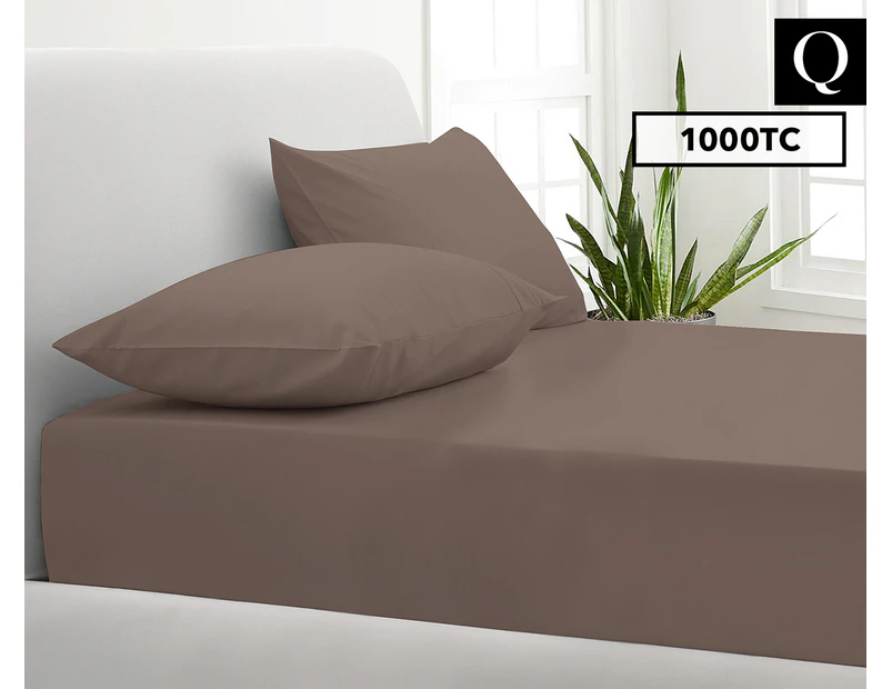 1000TC Cotton Blend Queen Bed Combo Sheet Set - Pewter