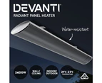 Devanti Outdoor Strip Heater 2400W Electric Infrared Radiant Heater Panel Heatstrip Indoor Outdoor Patio Heating Heat Bar Slimline