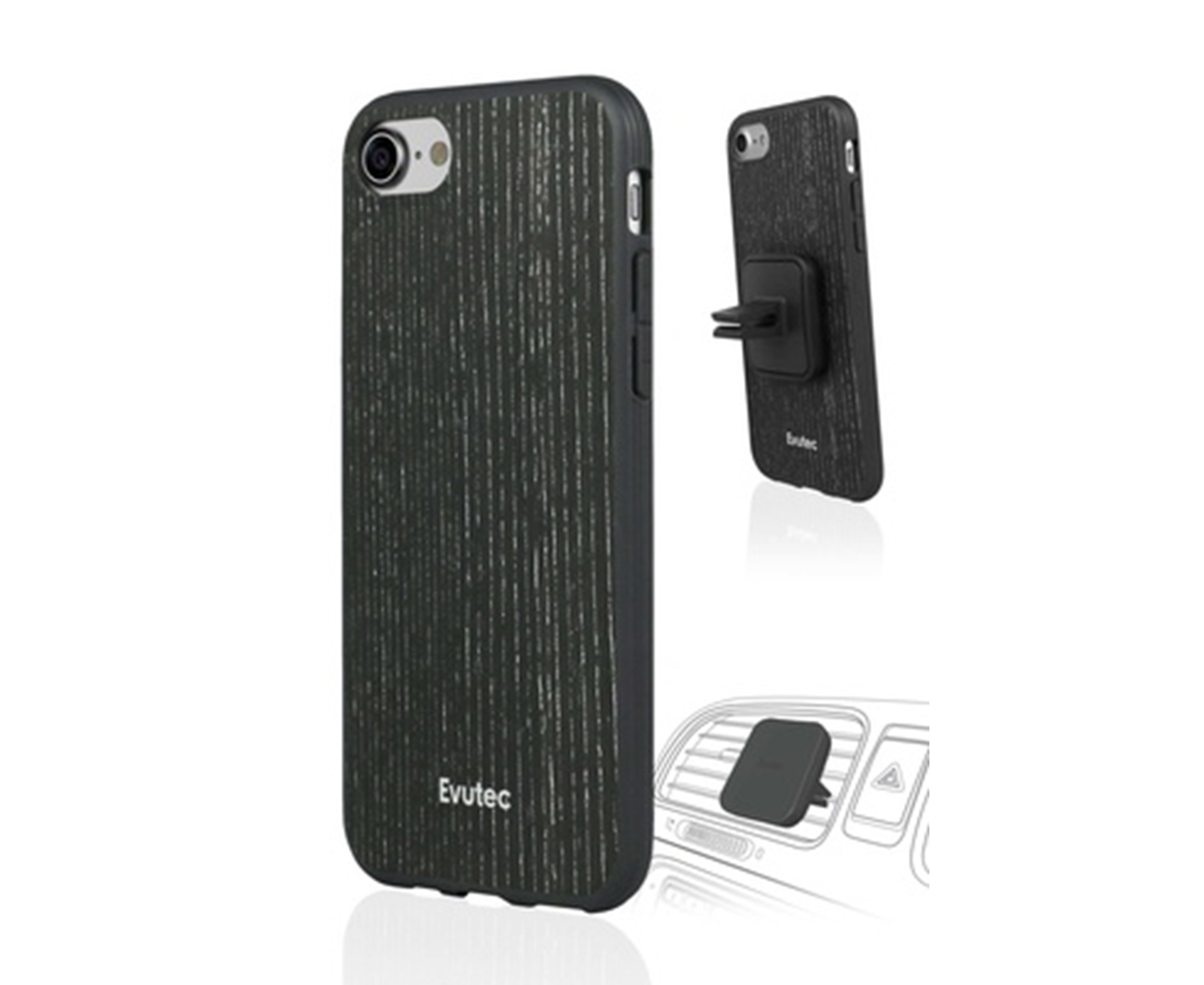 Evutec AER Series iPhone 7/8 Wood Cover w/ AFIX Magnetic Mount - Black Apri...