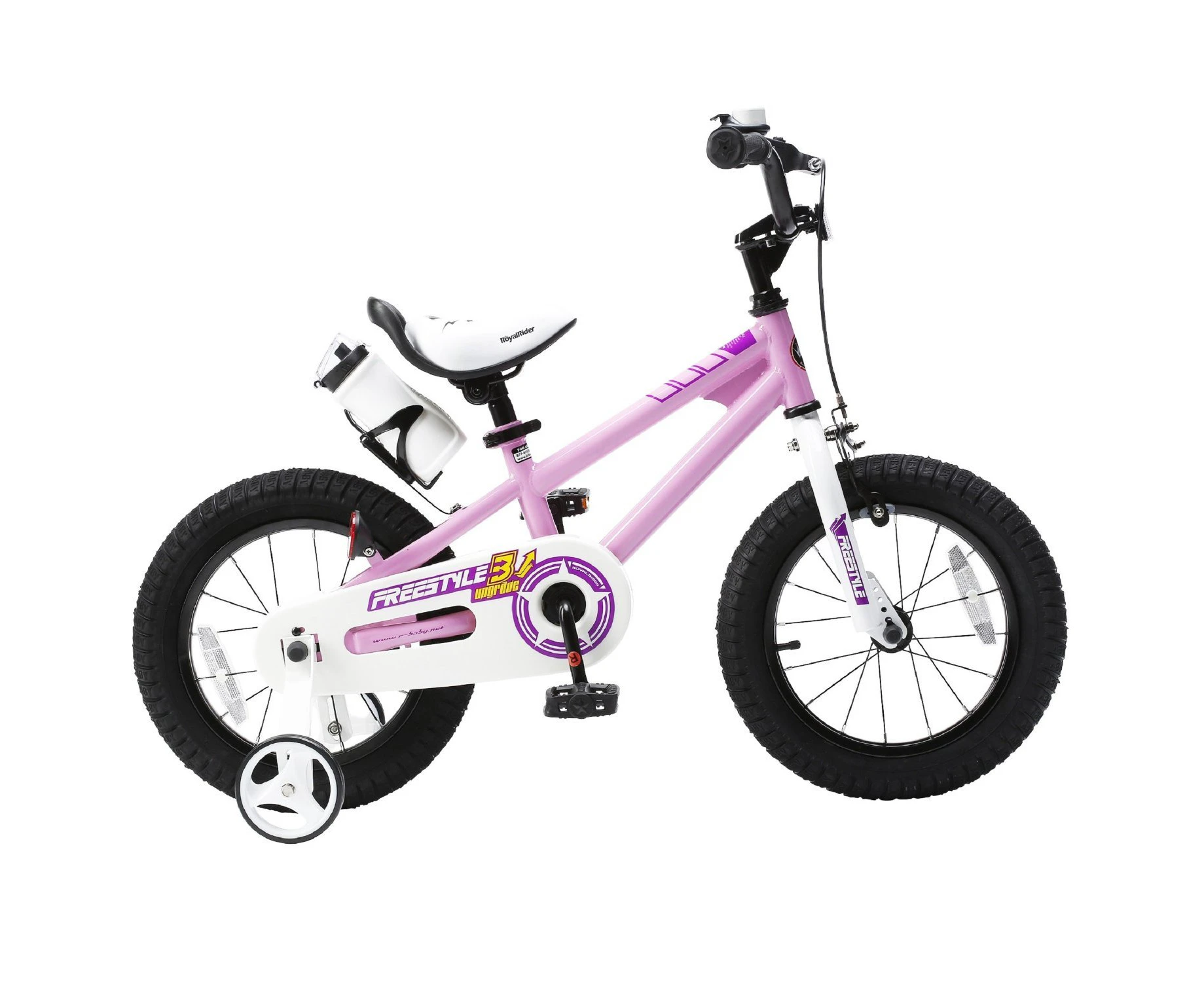 RoyalBaby BMX Freestyle Kids Bike, Water Bottle & Bell 12 inch Wheels, Pink