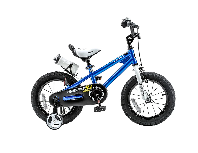 RoyalBaby BMX Freestyle Kids Bike, Water Bottle & Bell 14inch Wheels, Blue