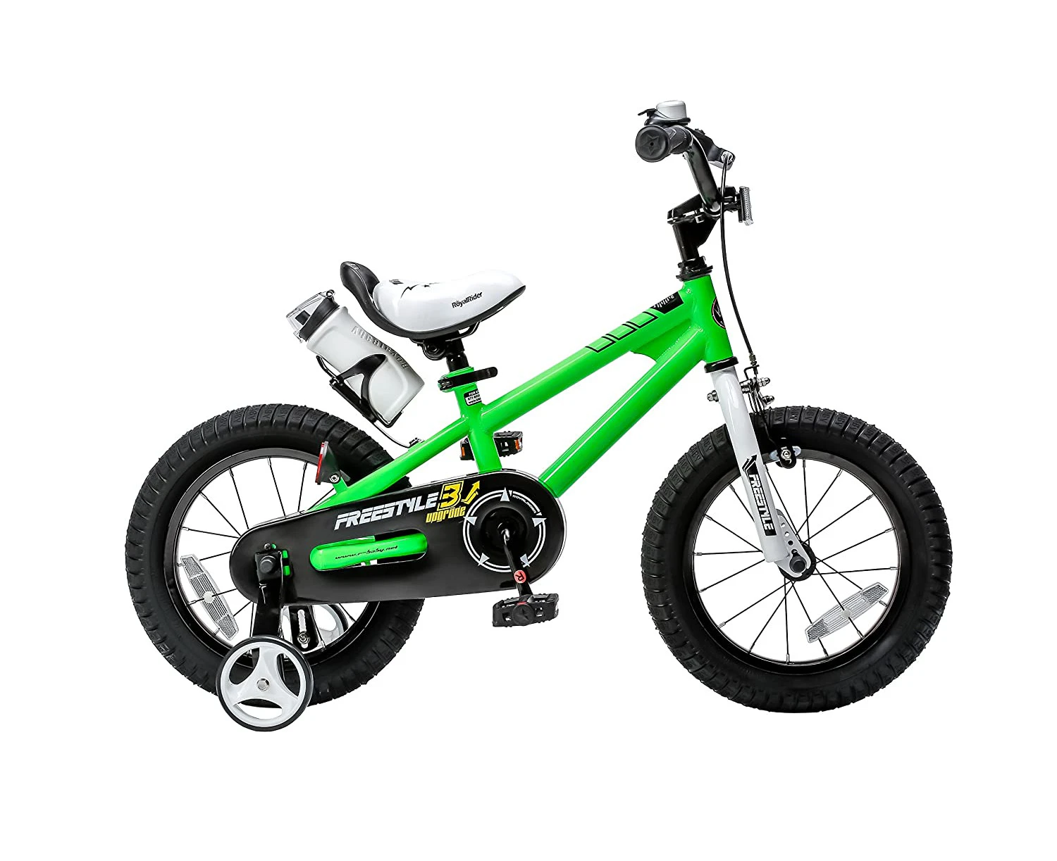 RoyalBaby BMX Freestyle Kids Bike, Water Bottle & Bell 14inch Wheels, Green