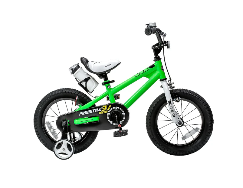 RoyalBaby BMX Freestyle Kids Bike, Water Bottle & Bell 14inch Wheels, Green