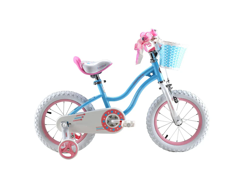 Royalbaby Stargirl Girls Bike with Training wheels and Basket, 12 inch wheels - Blue