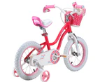 Royalbaby Stargirl Girl's Bike with Training Wheels and Basket, 14 inch Wheels - Pink