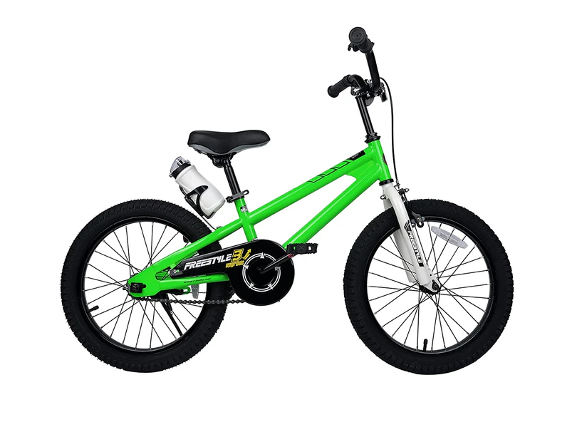 RoyalBaby BMX Freestyle Kids Bike & Kickstand, Water Bottle & Bell 18 inch Wheels, Green