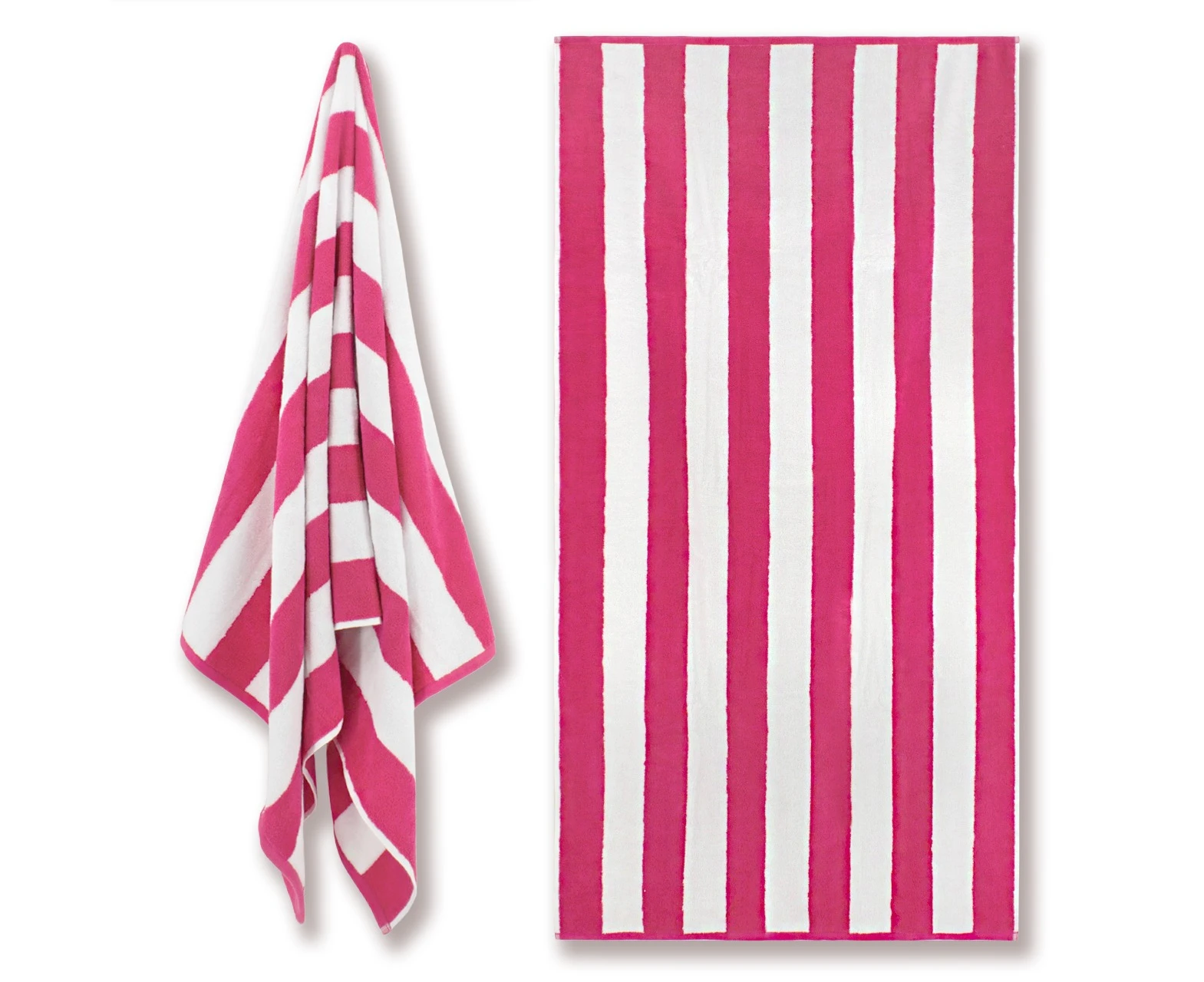 Canningvale Striped Cabana Cotton Terry Beach Durable Quick-Drying Towel Pink