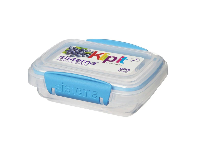 Sistema Klip It Accents 200ml Storage Container, Blue Clips