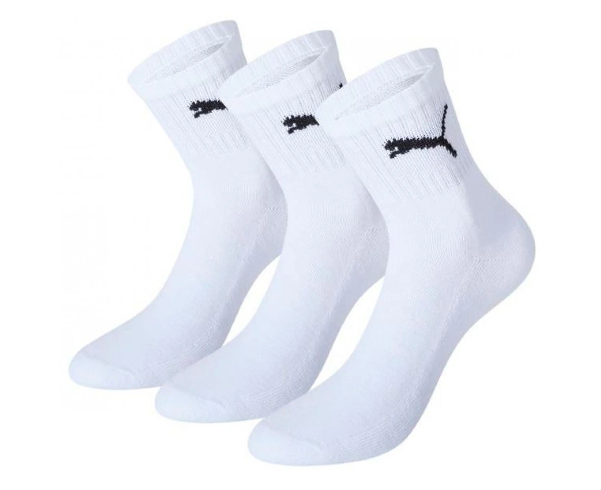 Puma Short Crew Socks White UK Size 2H-5 Pack of 3