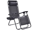 Zero Gravity Reclining Lounge with Tray Portable Outdoor Sun Lounge Beach Camping Chair