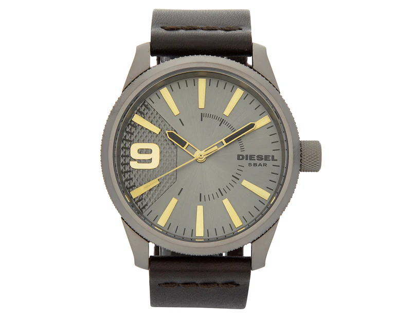 Diesel Men's 46mm Rasp Leather Watch - Brown/Grey