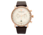 Emporio Armani Men's 43mm Aviator Leather Watch - Brown/Rose Gold