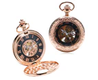 Men's Golden Luxury Mechanical Hand Wind Chain Clock Pocket Watch-Black