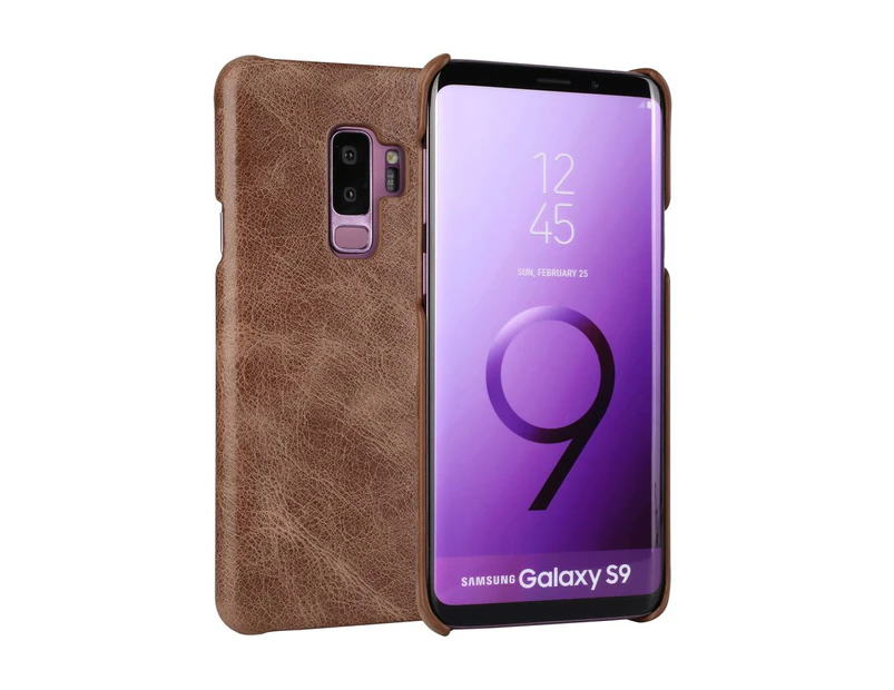 For Samsung Galaxy Note 9 Case,Genuine Leather Thin Phone Cover,Dark Brown