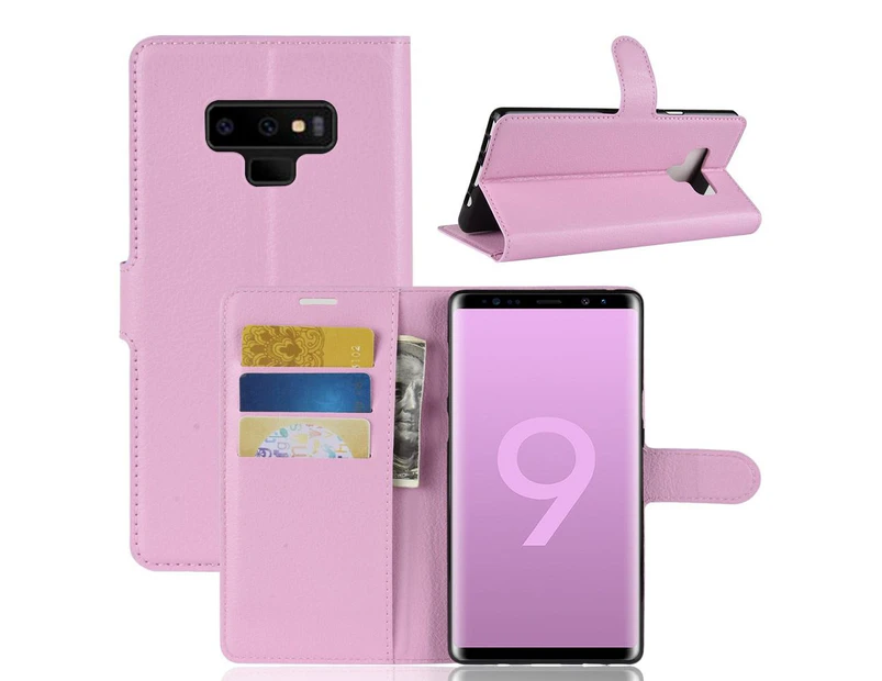 For Samsung Galaxy Note 9 Case,Lychee Texture Wallet Flip Leather Cover Pink