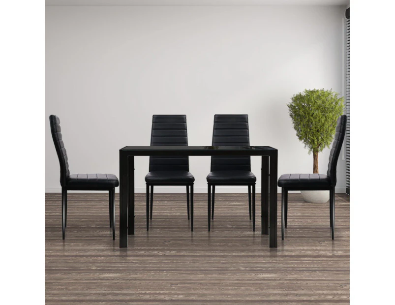 Artiss Astra 5-Piece Dining Table and Chairs Sets - Black