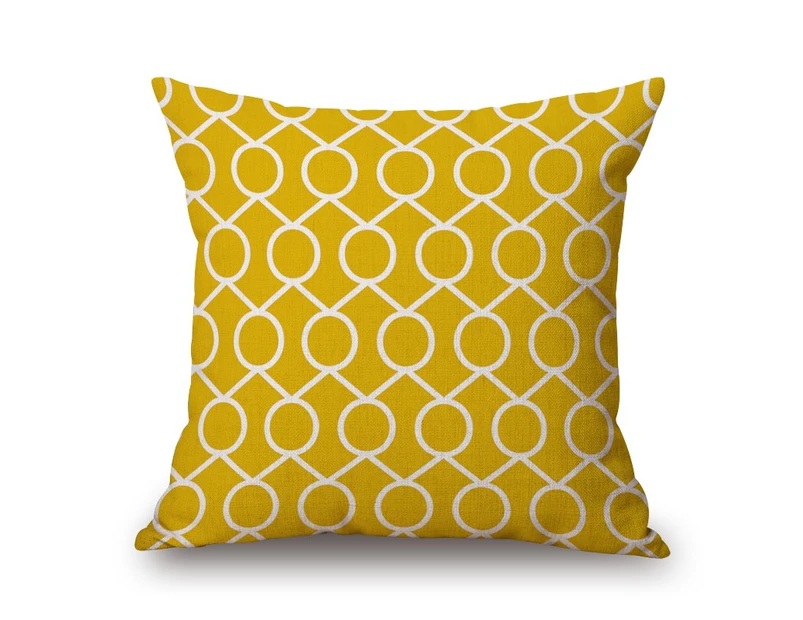 Yellow Geometry Cotton & linen Pillow Cover M-45 92286