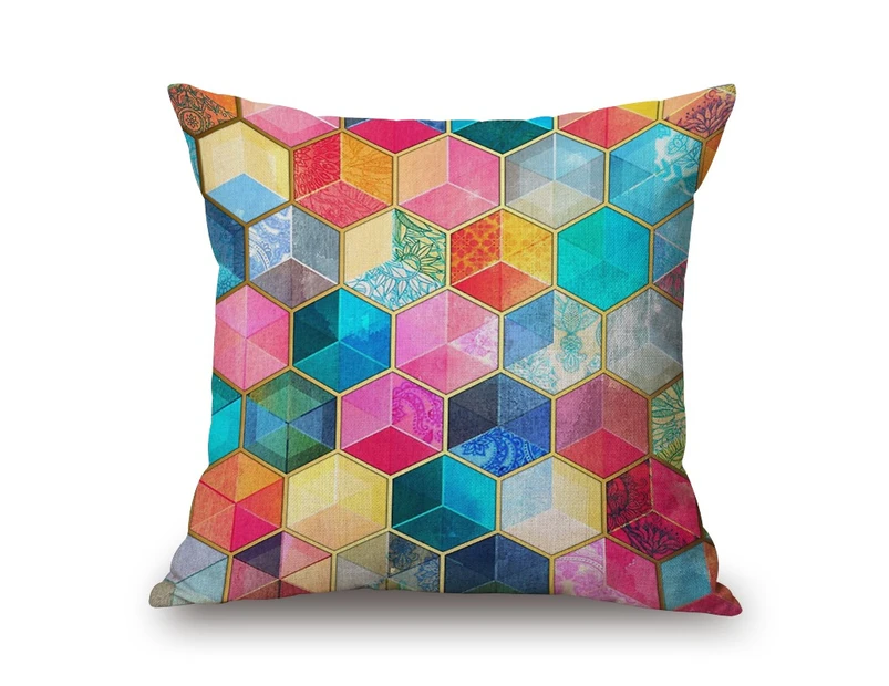 Colored Geometry Cotton & linen Pillow Cover W-45 82395