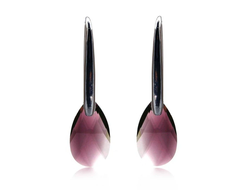 Georgiadis-Exquisite Teardrop Embellished With Swarovski Elements Amethyst Drop Earrings.