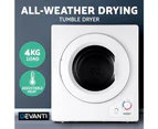Devanti 4kg Tumble Dryer Clothes Machine Air Vented Front Load Transparent Door