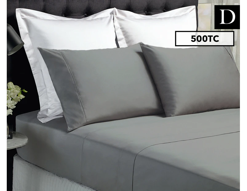 500TC Bamboo Cotton Double Bed Sheet Set - Charcoal