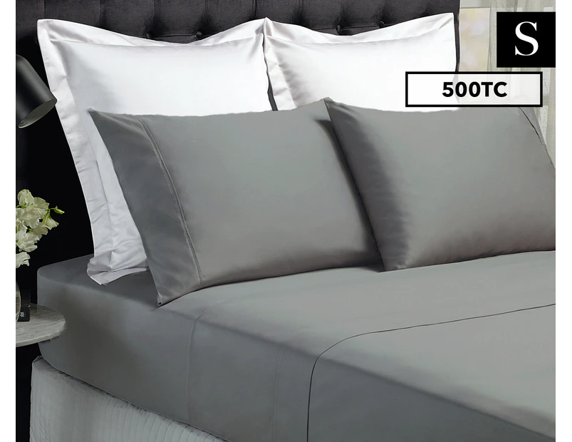 500TC Bamboo Cotton Single Bed Sheet Set - Charcoal