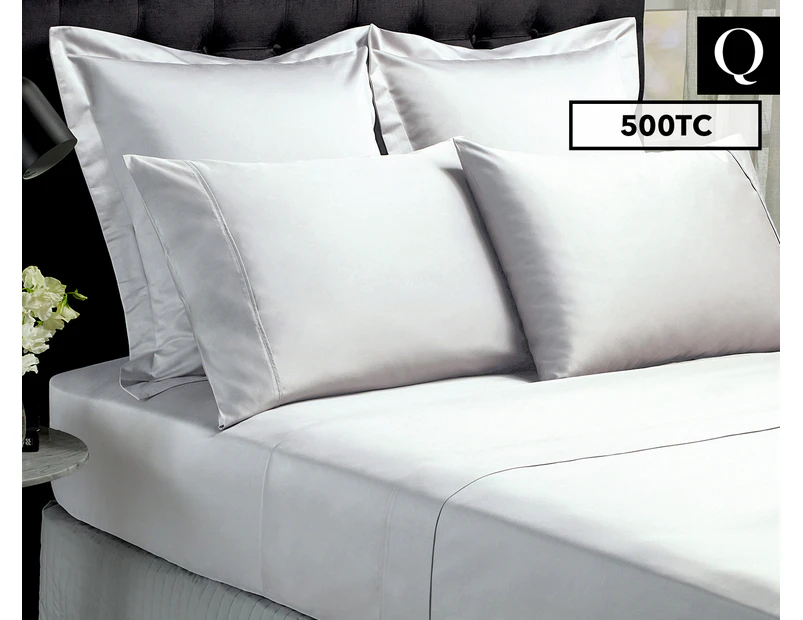 500TC Bamboo Cotton Queen Bed Sheet Set - White
