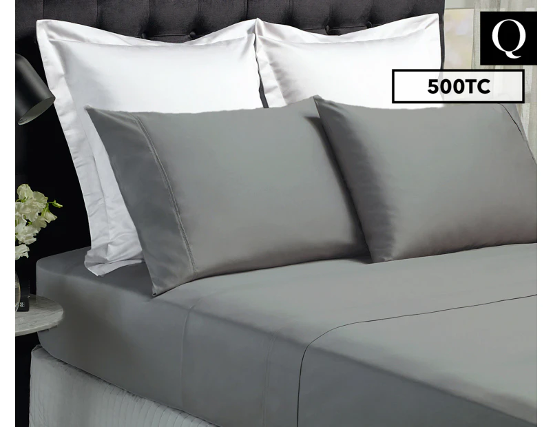 500TC Bamboo Cotton Queen Bed Sheet Set - Charcoal