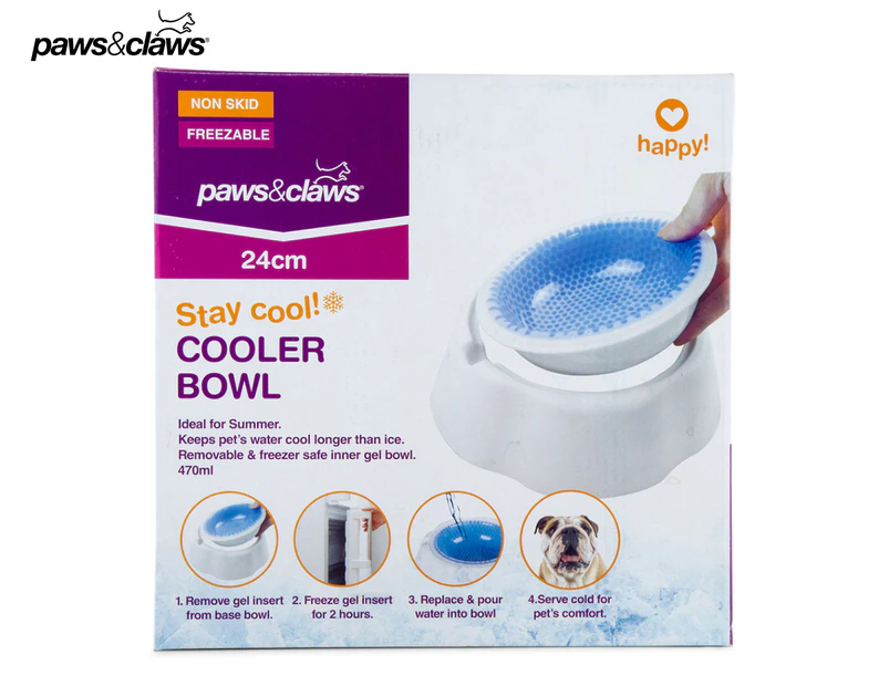 Paws & Claws 24cm Freezable Cooler Pet Bowl - White/Blue