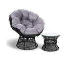 Outdoor Lounge Setting Sofa Set Papasan Chair Swivel Table Thick Soft Cushion Garden Patio Black Gardeon