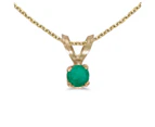 14k Yellow Gold Round Emerald Pendant