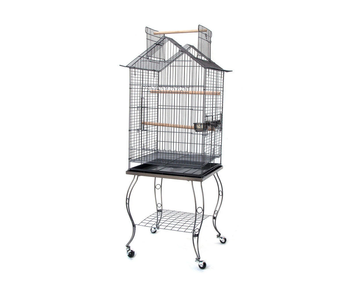 Bird Parrot Cage with Stand Cockatiel Amazon African Grey Caique Conure Black